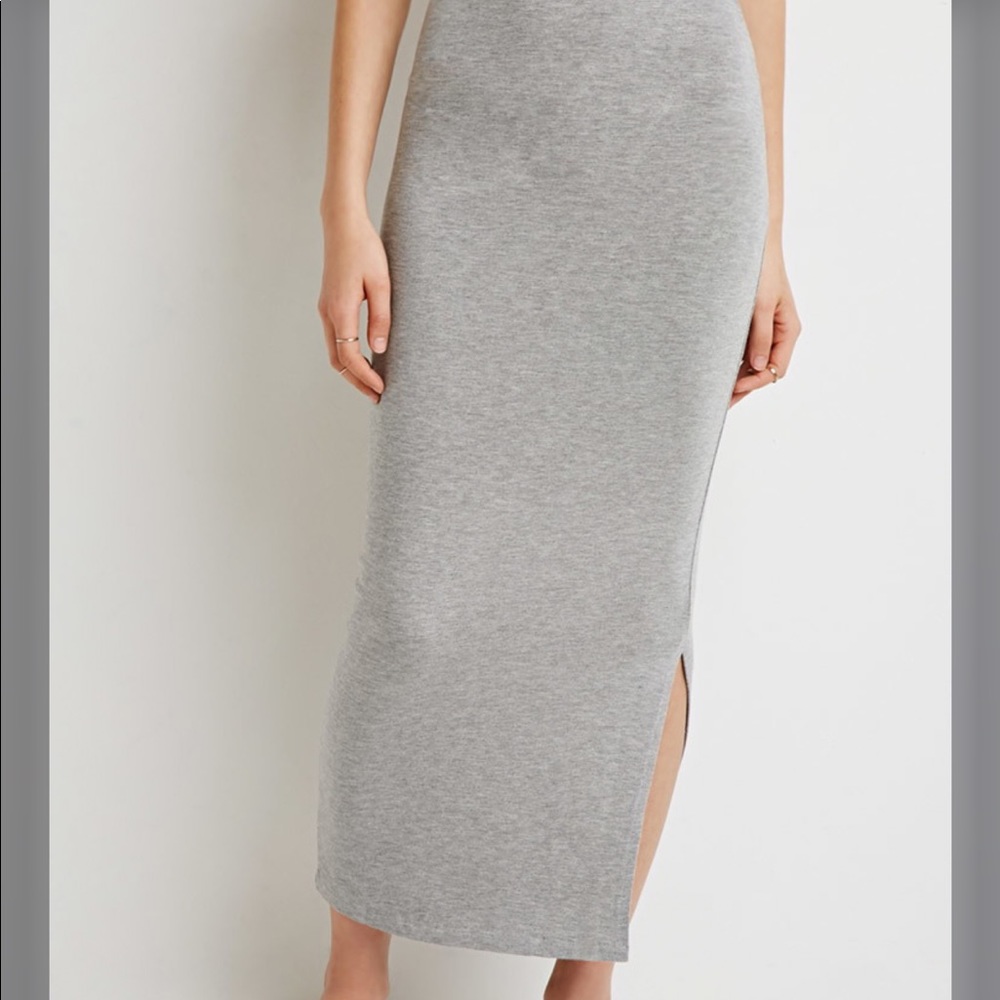 Grey Fitted Maxi Skirt